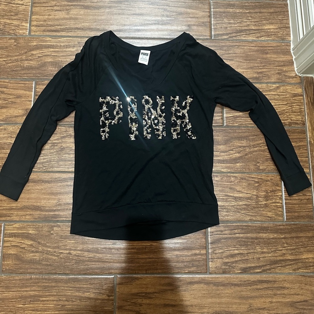 PINK Victoria's Secret Black Sequin Women's Top